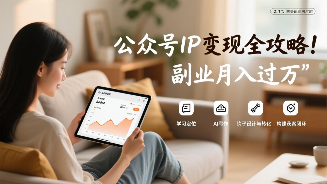 公众号IP变现全攻略，学习定位、AI写作、钩子设计与转化，构建获客闭环，副业月入过万-闲赋网
