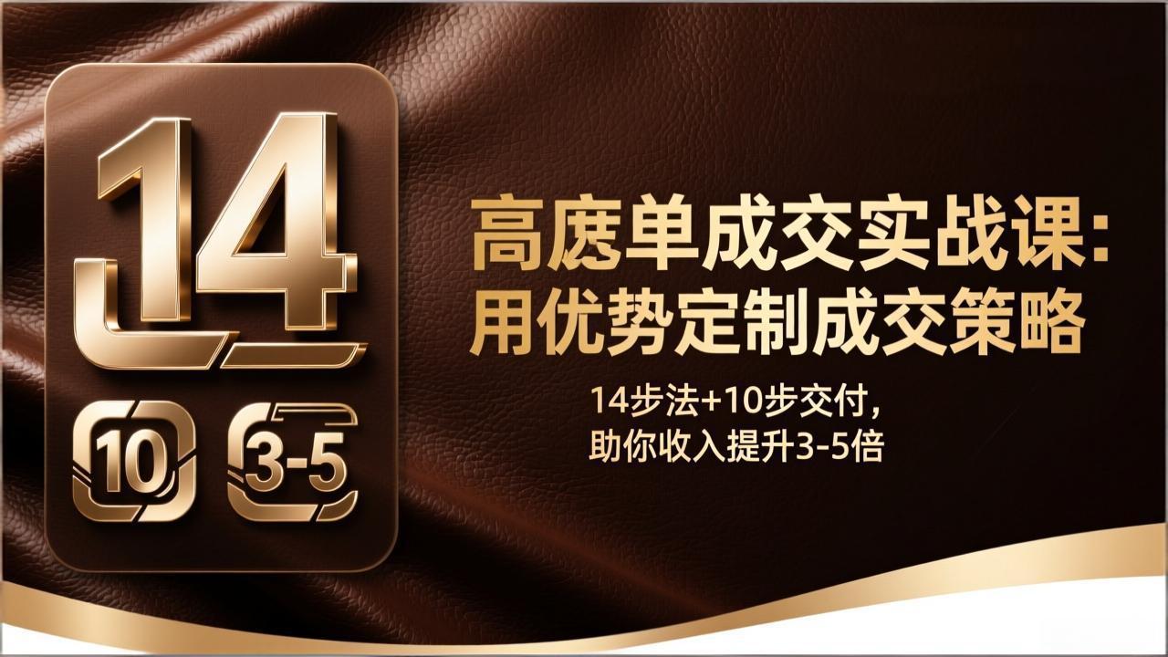 高客单成交实战课：用优势定制成交策略，14步法+10步交付，助你收入提升3-5倍-闲赋网