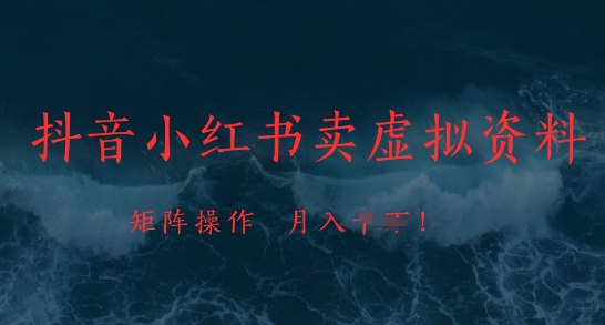 抖音小红书卖虚拟资料，市场需求一直存在，矩阵操作，月入1w+-闲赋网