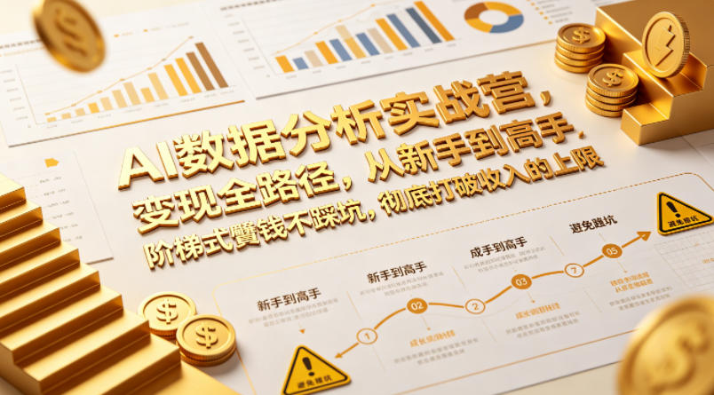 AI数据分析实战营，变现全路径，从新手到高手，阶梯式賺钱不踩坑，彻底打破收入的上限-闲赋网