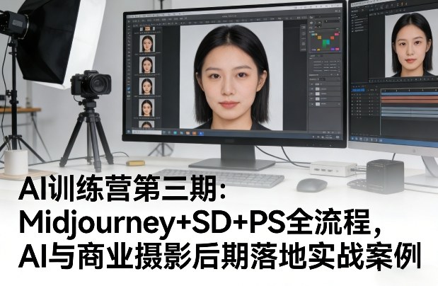 AI训练营第三期：Midjourney+SD+PS全流程，AI与商业摄影后期落地实战案例-闲赋网