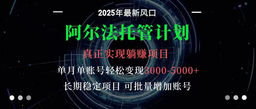 阿尔法托管计划 单账号月入3000-5000，长期稳定项目，新手小白轻松上手-闲赋网