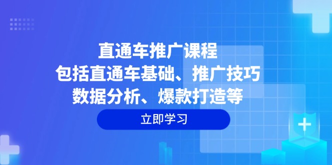 直通车推广课程：包括直通车基础、推广技巧、数据分析、爆款打造等-闲赋网