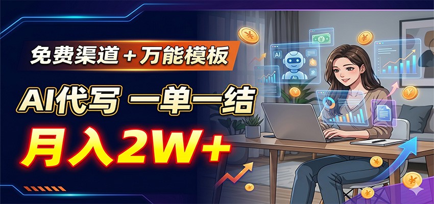 免费渠道+万能模板，AI代写一单一结，月入2W+-闲赋网