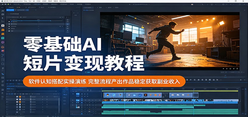 零基础AI短片变现教程：软件认知搭配实操演练，完整流程产出作品稳定获取副业收入-闲赋网