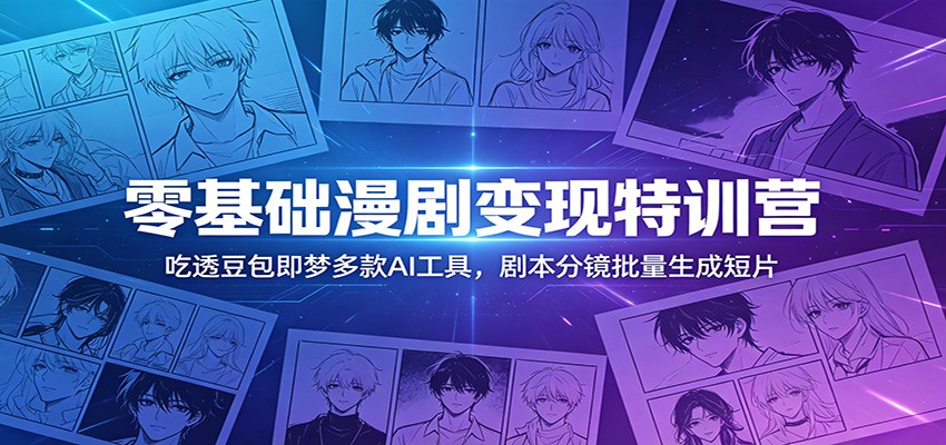 零基础漫剧变现特训营：玩转豆包即梦多款AI工具，剧本分镜批量生成短片-闲赋网