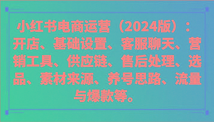 小红书电商运营(2024版)：开店、设置、供应链、选品、素材、养号、流量与爆款等-闲赋网
