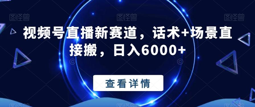 视频号直播新赛道，话术+场景直接搬，日入6000+-闲赋网