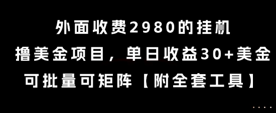 外面收费2980的挂G撸美金项目，单日收益30+美金，可批量可矩阵【揭秘】-闲赋网
