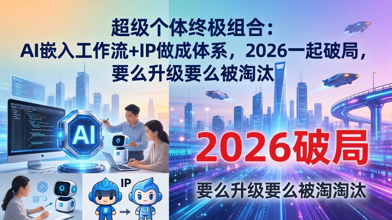 超级个体终极组合：AI嵌入工作流+IP做成体系，2026一起破局，要么升级要么被淘汰-闲赋网