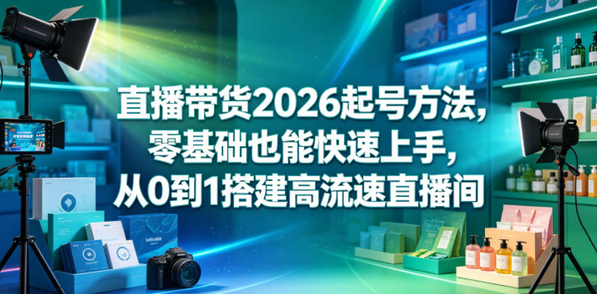 直播带货2026起号方法，零基础也能快速上手，从0到1搭建高流速直播间-闲赋网