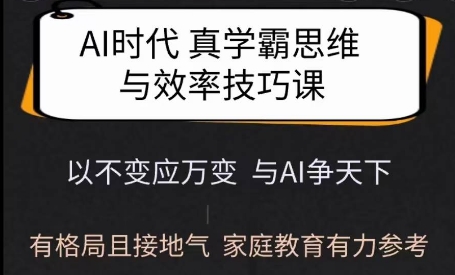 Ai时代真学霸思维与学习方法课，有格局且接地气，家庭教育有力参考-闲赋网