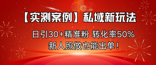 【实测案例】私域新玩法，日引30+精准粉，转化率50%，新人照做也能出单！-闲赋网
