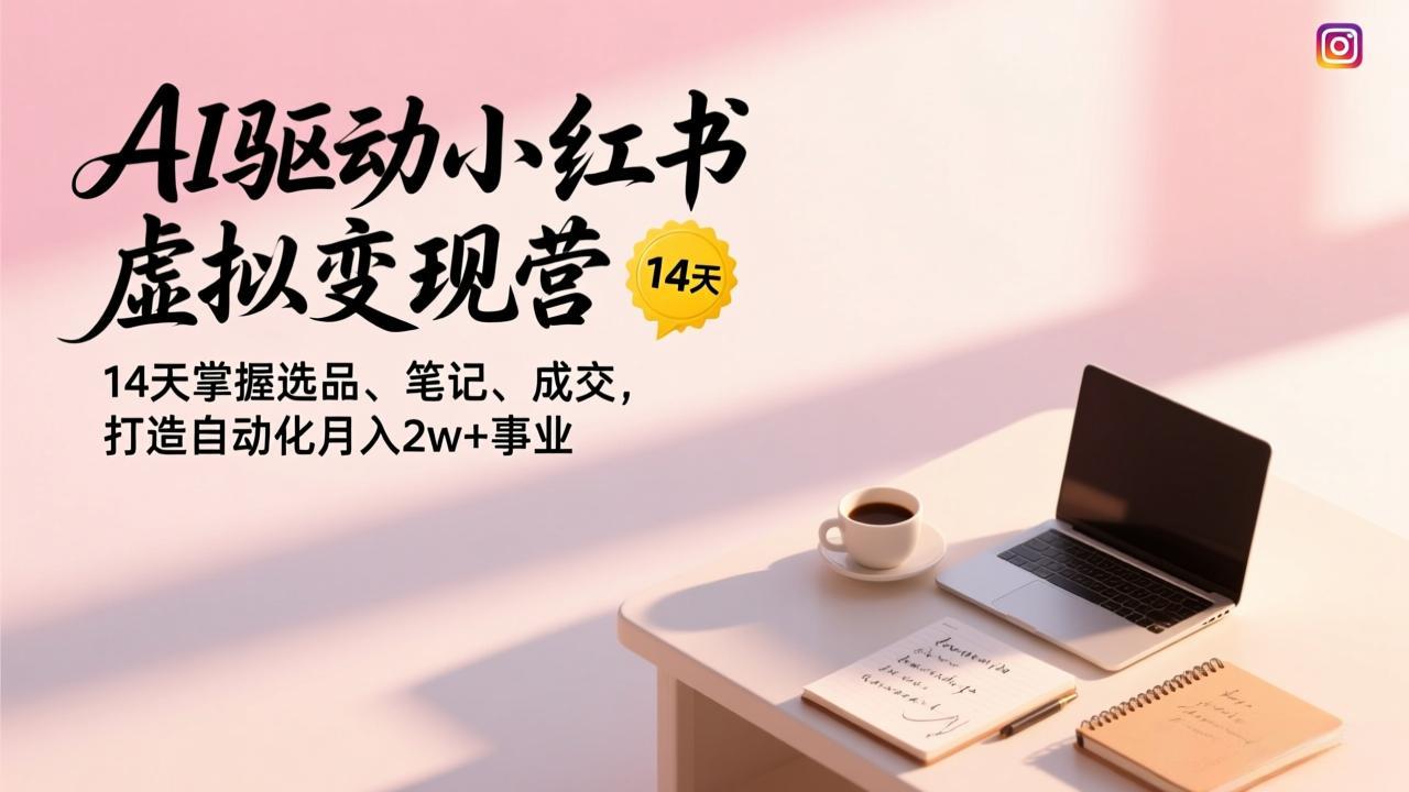 AI驱动小红书虚拟变现营，14天掌握选品、笔记、成交，打造自动化月入2w+事业-闲赋网