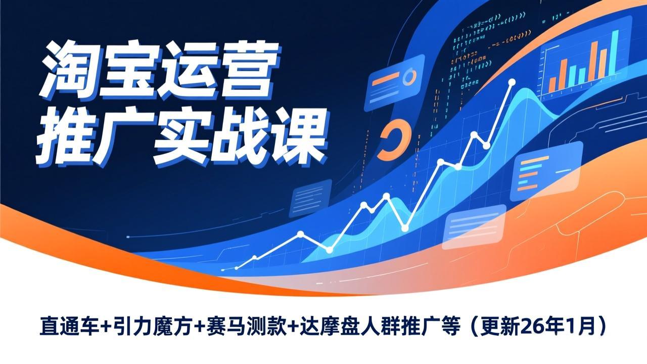 淘宝运营推广实战课，直通车+引力魔方+赛马测款+达摩盘人群推广等(更新26年1月-闲赋网