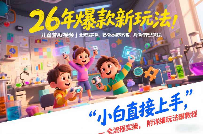 26年爆款新玩法，儿童科普AI视频，全流程实操，轻松做爆款内容，小白直接上手，附详细玩法教程-闲赋网