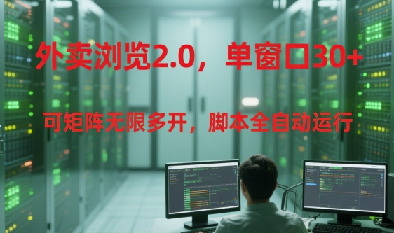 外卖浏览2.0，单窗口30+可矩阵无限多开，脚本全自动运行【揭秘】-闲赋网