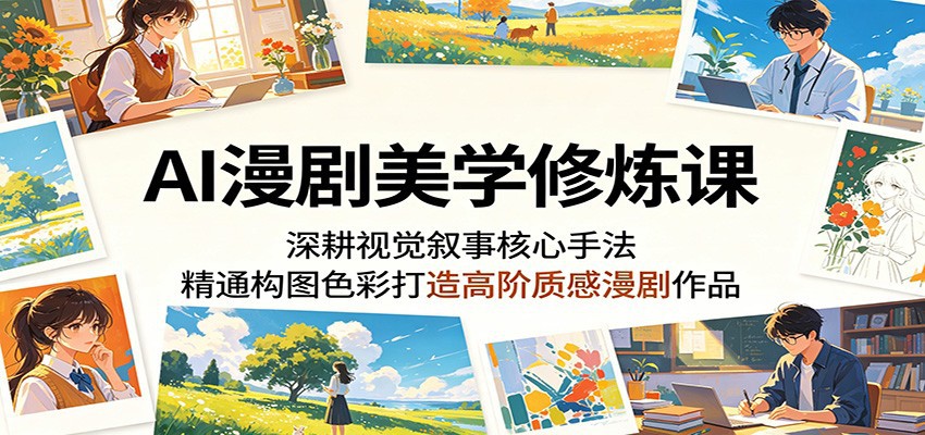 AI漫剧美学修炼课：深耕视觉叙事核心手法，精通构图色彩打造高阶质感漫剧作品-闲赋网