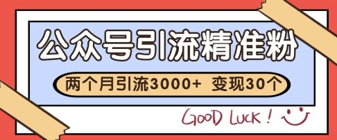公众号精准粉引流玩法，2个月3000+精准粉，变现30个W【揭秘】-闲赋网