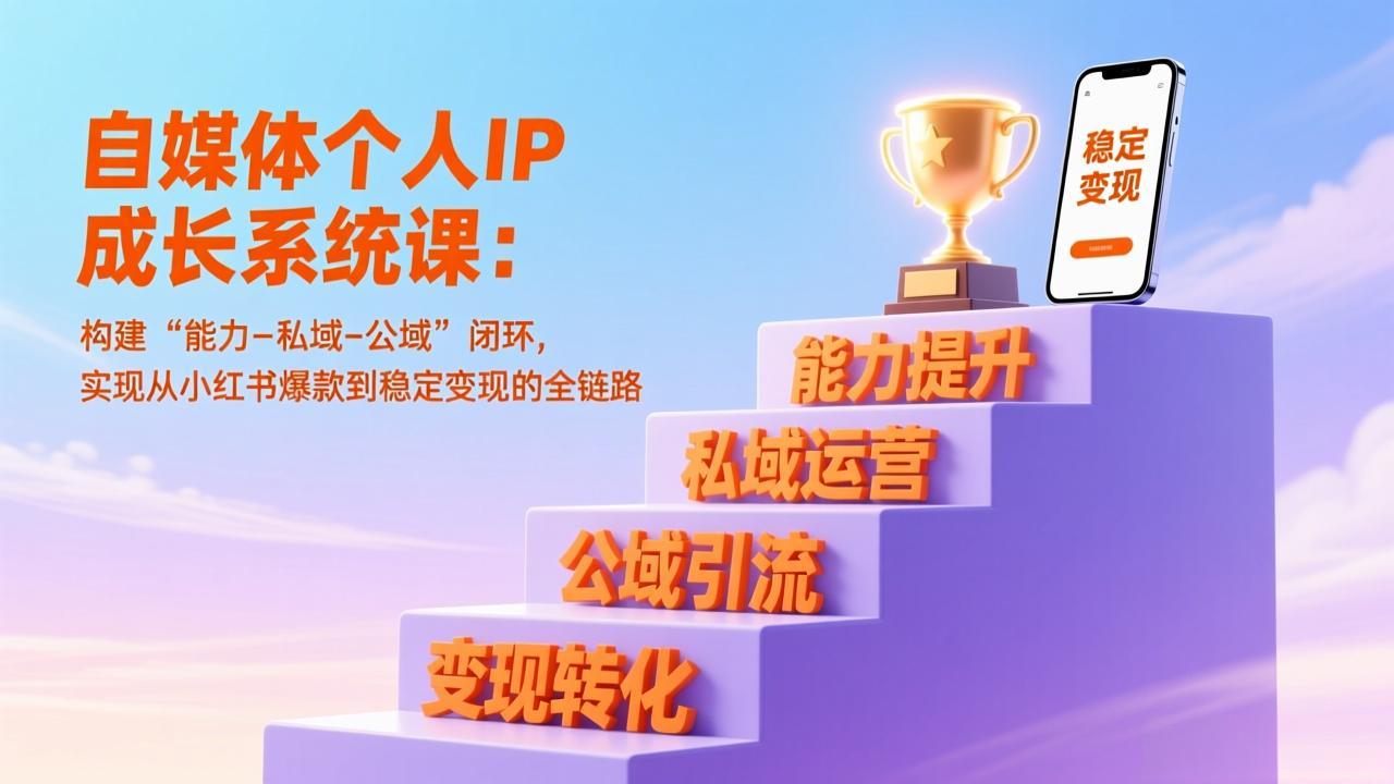 自媒体个人IP成长系统课：构建“能力-私域-公域”闭环，实现从小红书爆款到稳定变现的全链路-闲赋网