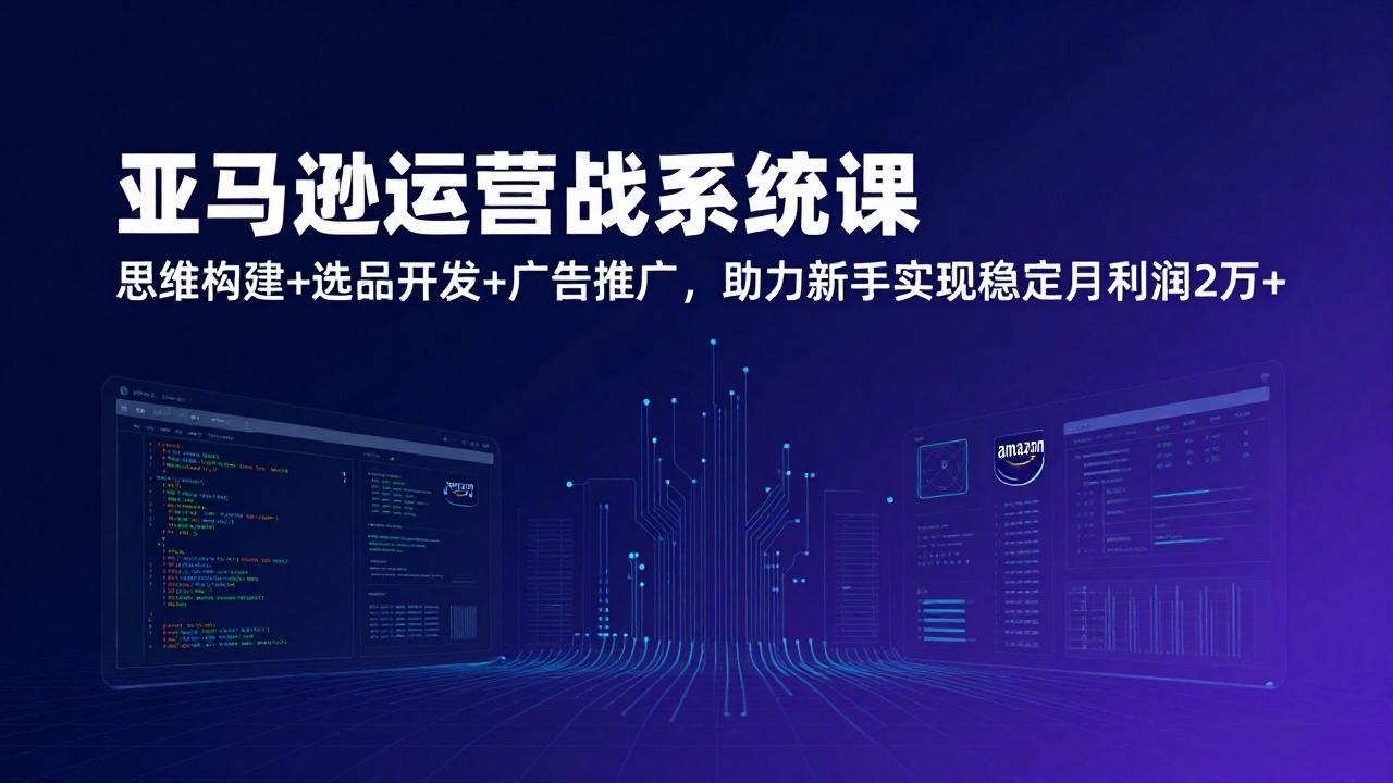亚马逊运营实战系统课，思维构建+选品开发+广告推广，助力新手实现稳定月利润2万+(更新-闲赋网