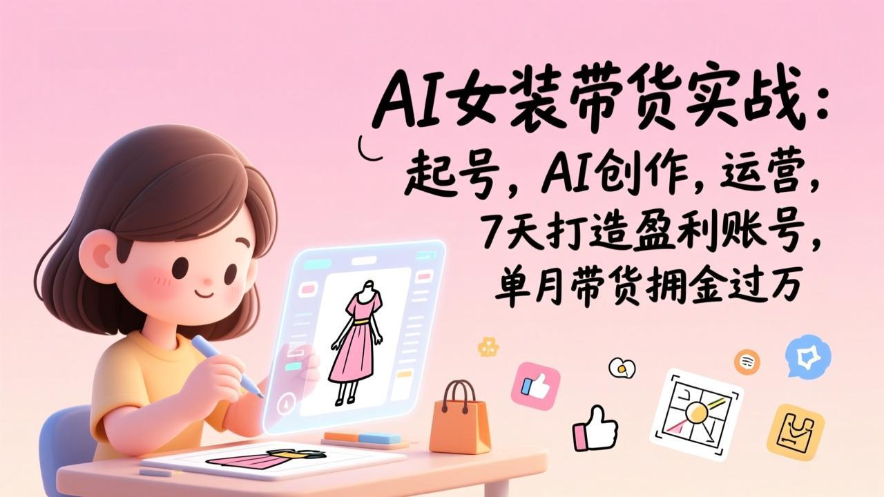 AI女装带货实战：起号，AI创作，运营，7天打造盈利账号，单月带货佣金过万-闲赋网