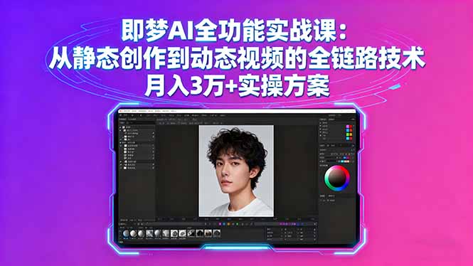 即梦AI全功能实战课：从静态创作到动态视频的全链路技术 月入3万+实操方案-闲赋网