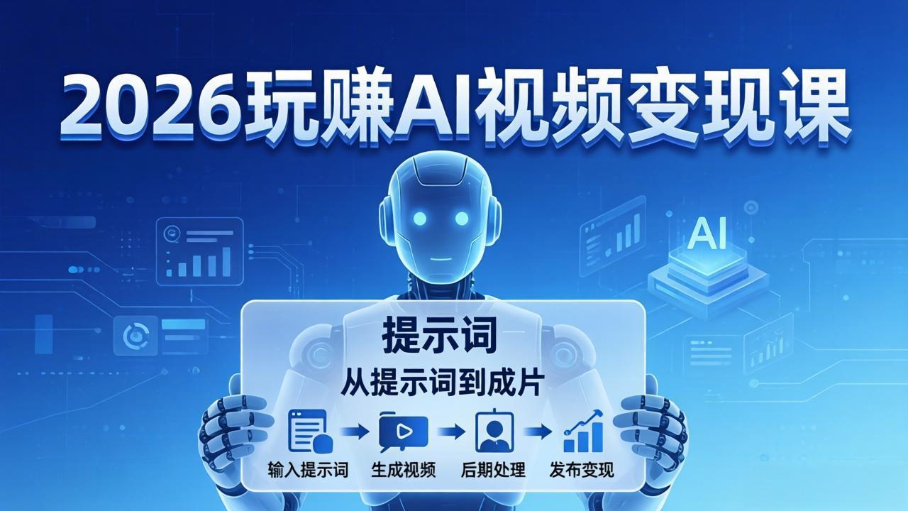 2026玩赚AI视频变现课：掌握 AI 视频全流程技能，从提示词到成片高效产出-闲赋网