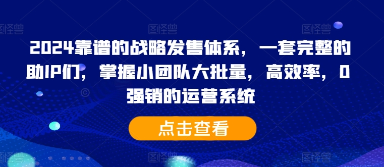 2024靠谱的战略发售体系，一套完整的助IP们，掌握小团队大批量，高效率，0 强销的运营系统-闲赋网
