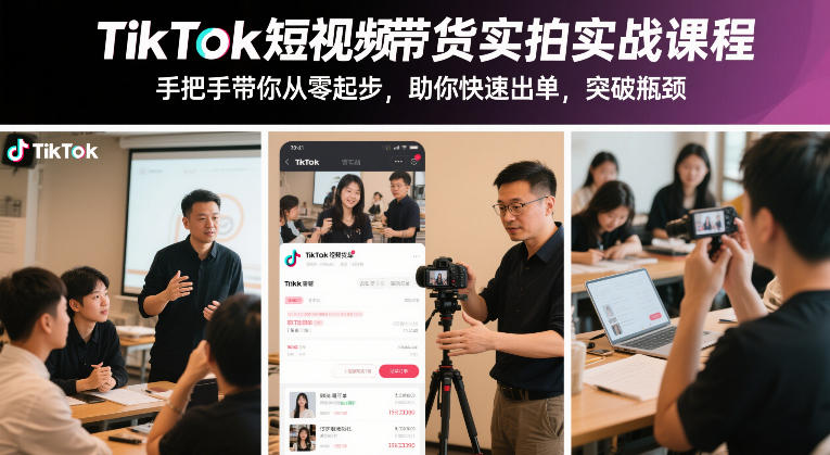 TikTok短视频带货实拍实战课程，手把手带你从零起步，助你快速出单，突破瓶颈-闲赋网
