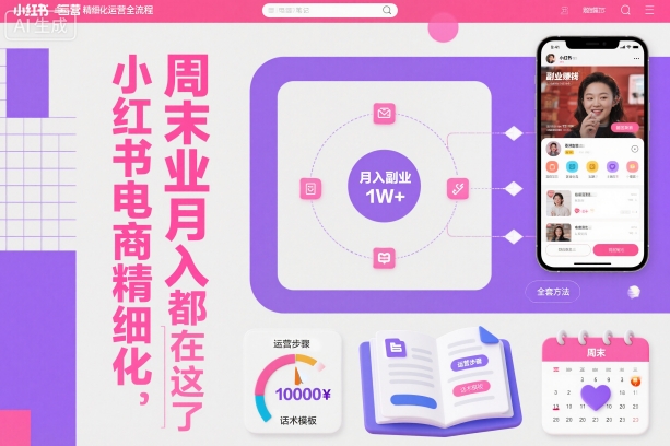 小红书电商精细化运营全流程，周末副业月入1W+，全套方法都在这了-闲赋网