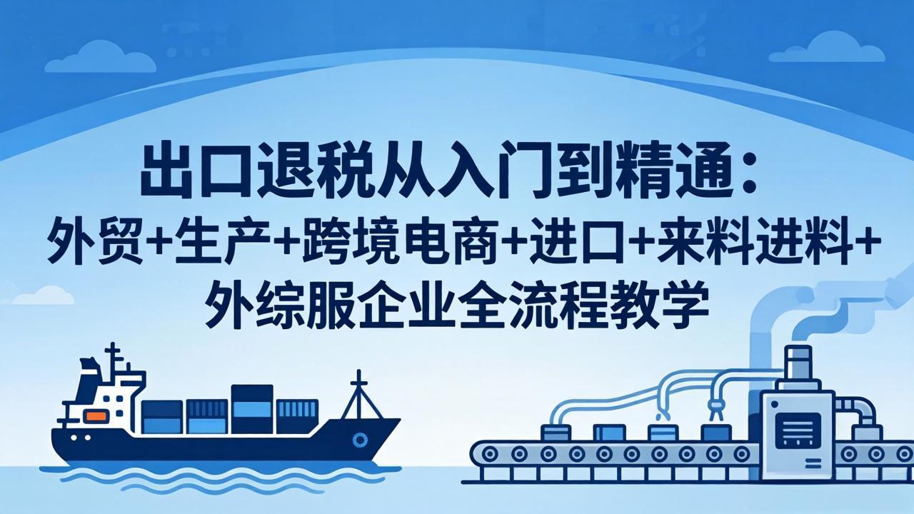 出口退税从入门到精通：外贸+生产+跨境电商+进口+来料进料+外综服企业全流程教学-闲赋网