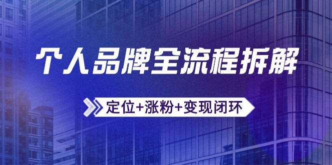 个人品牌全流程拆解：定位+涨粉+变现闭环，微信生态运营与资源整合-闲赋网