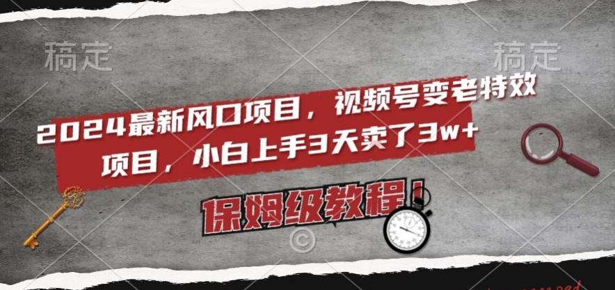 2024最新风口项目，视频号变老特效项目，电脑小白上手3天卖了3w+，保姆级教程【揭秘】-闲赋网