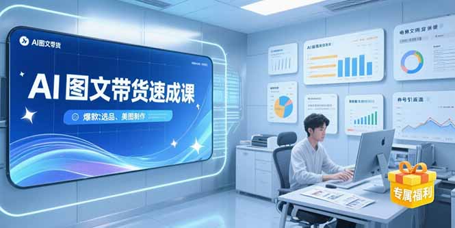 AI图文带货速成课，养号引流秘籍，爆款选品策略，美图制作全流程-闲赋网