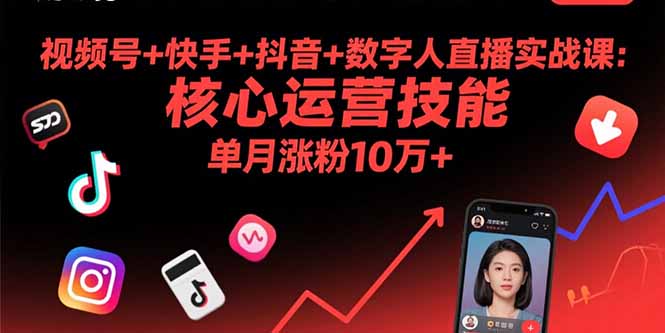 视频号+快手+抖音+数字人直播实战课(9月-闲赋网