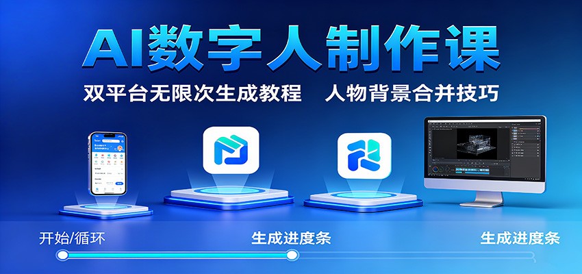 AI数字人制作课：双平台无限次生成教程，人物背景合并技巧-闲赋网