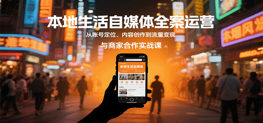 本地生活自媒体全案运营，从账号定位、内容创作到流量变现与商家合作实战课-闲赋网