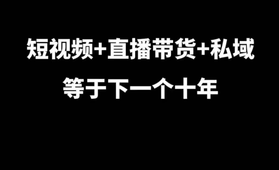 短视频+直播带货+私域等于下一个十年，大佬7年实战经验总结-闲赋网