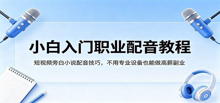 小白入门职业配音教程，短视频旁白小说配音技巧，不用专业设备也能做高薪副业-闲赋网