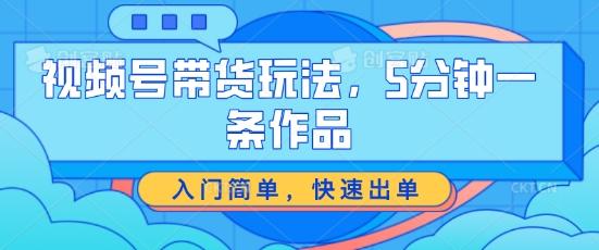 视频号带货玩法，5分钟一条作品，入门简单，快速出单【揭秘】-闲赋网