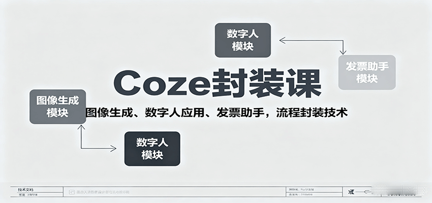 Coze封装课，图像生成、数字人应用、发票助手，流程封装技术-闲赋网