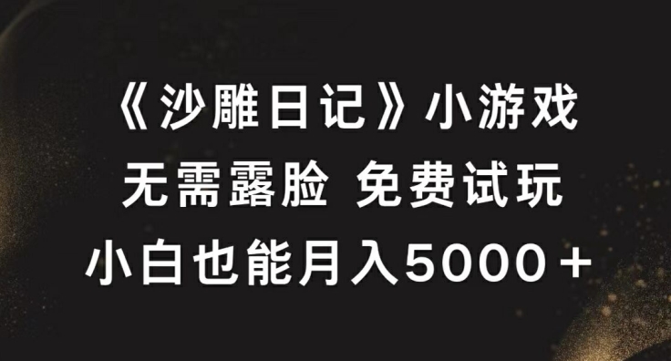 《沙雕日记》小游戏，无需露脸免费试玩，小白也能月入5000+【揭秘】-闲赋网