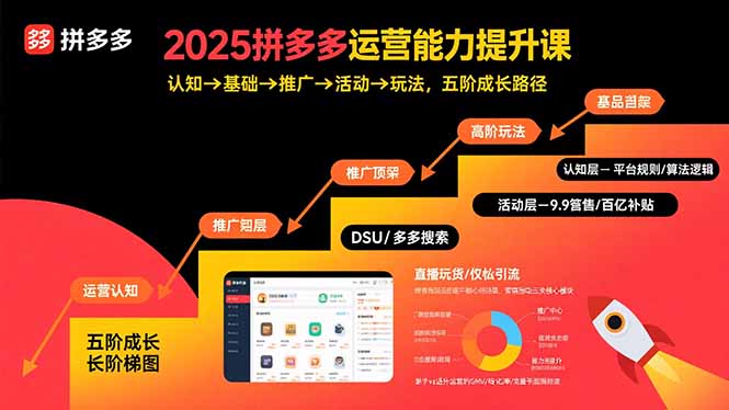 2025拼多多运营能力提升课：认知→基础→推广→活动→玩法，五阶成长路径-闲赋网