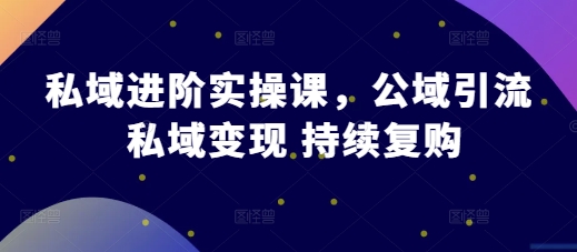 私域进阶实操课，公域引流 私域变现 持续复购-闲赋网