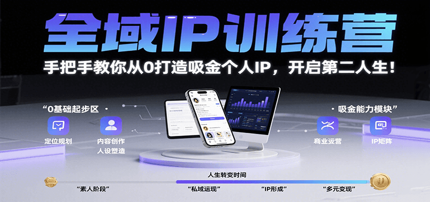 全域IP训练营，手把手教你从0打造吸金个人IP，开启第二人生！-闲赋网