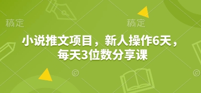 小说推文项目，新人操作6天，每天3位数分享课-闲赋网