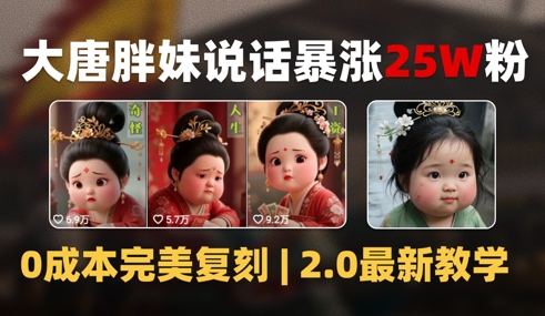 AI大唐胖贵妃说话2.0，40条视频暴涨40w粉，附独家变现攻略-闲赋网