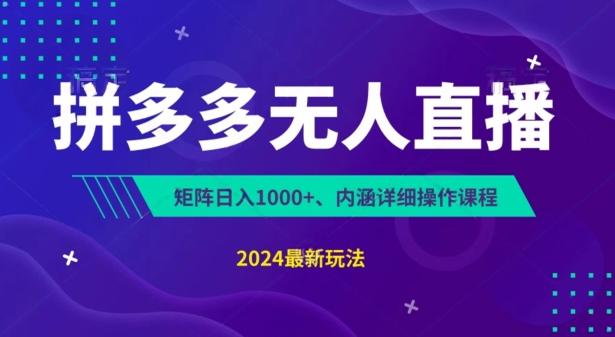拼多多无人直播不封号，0投入，3天必起，无脑挂机，日入1k+【揭秘】-闲赋网
