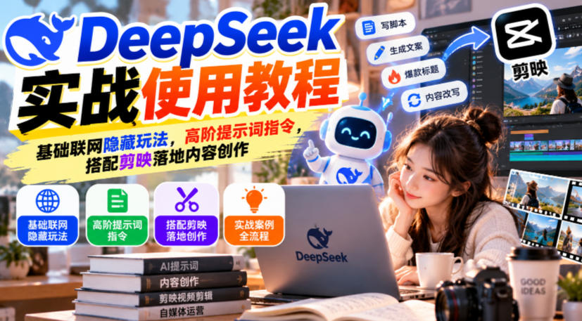 5c0b6539e86eb91b9e9a08145cc0b524.jpeg DeepSeek实战使用教程|基础联网隐藏玩法,高阶提示词指令,搭配剪映落地内容创作